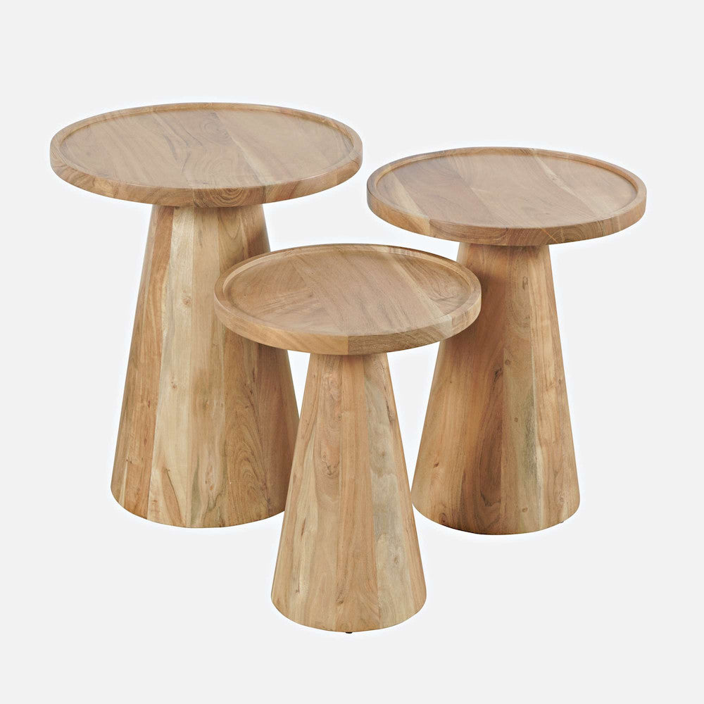 Jofran - Knox Mid-Century Modern Solid Hardwood Round Accent Tables (Set of 3) Natural - 2330-KNOXNAT view 2