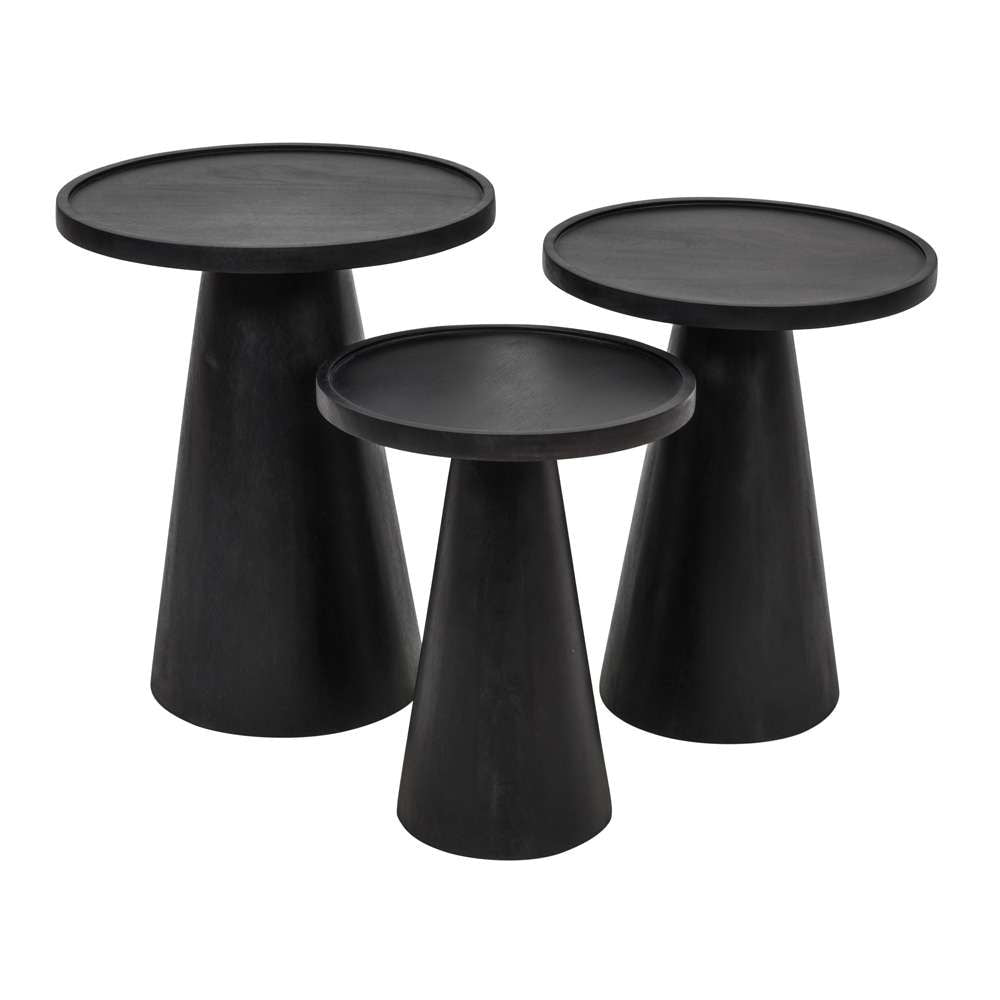 Jofran - Knox Mid-Century Modern Solid Hardwood Round Accent Tables (Set of 3) - 2330-KNOXBLK veiw 1