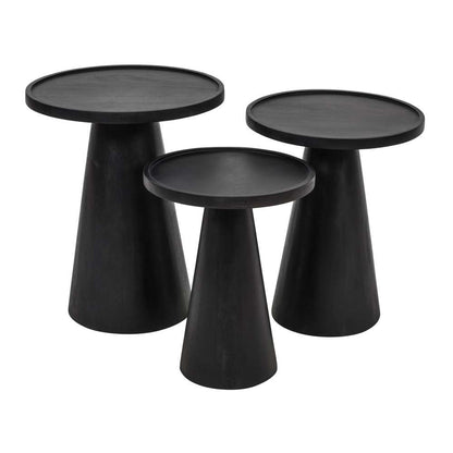 Jofran - Knox Mid-Century Modern Solid Hardwood Round Accent Tables (Set of 3) - 2330-KNOXBLK veiw 1