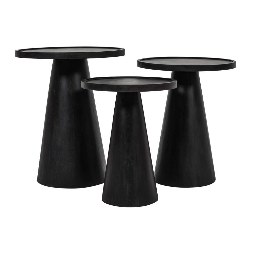 Jofran - Knox Mid-Century Modern Solid Hardwood Round Accent Tables (Set of 3) - 2330-KNOXBLK veiw 2