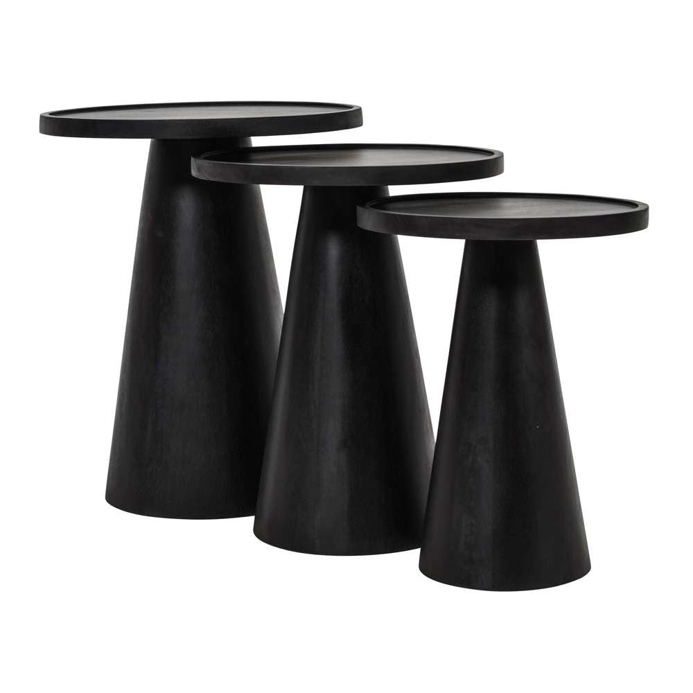 Jofran - Knox Mid-Century Modern Solid Hardwood Round Accent Tables (Set of 3) - 2330-KNOXBLK veiw 3