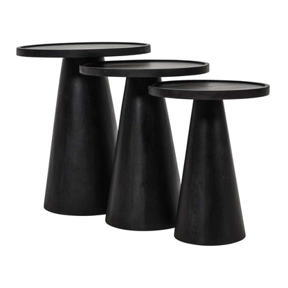 Jofran - Knox Mid-Century Modern Solid Hardwood Round Accent Tables (Set of 3) - 2330-KNOXBLK veiw 3