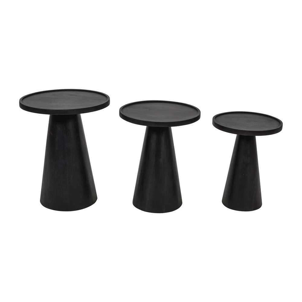Jofran - Knox Mid-Century Modern Solid Hardwood Round Accent Tables (Set of 3) - 2330-KNOXBLK veiw 4