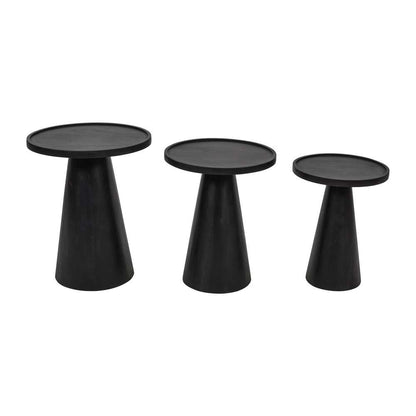 Jofran - Knox Mid-Century Modern Solid Hardwood Round Accent Tables (Set of 3) - 2330-KNOXBLK veiw 4