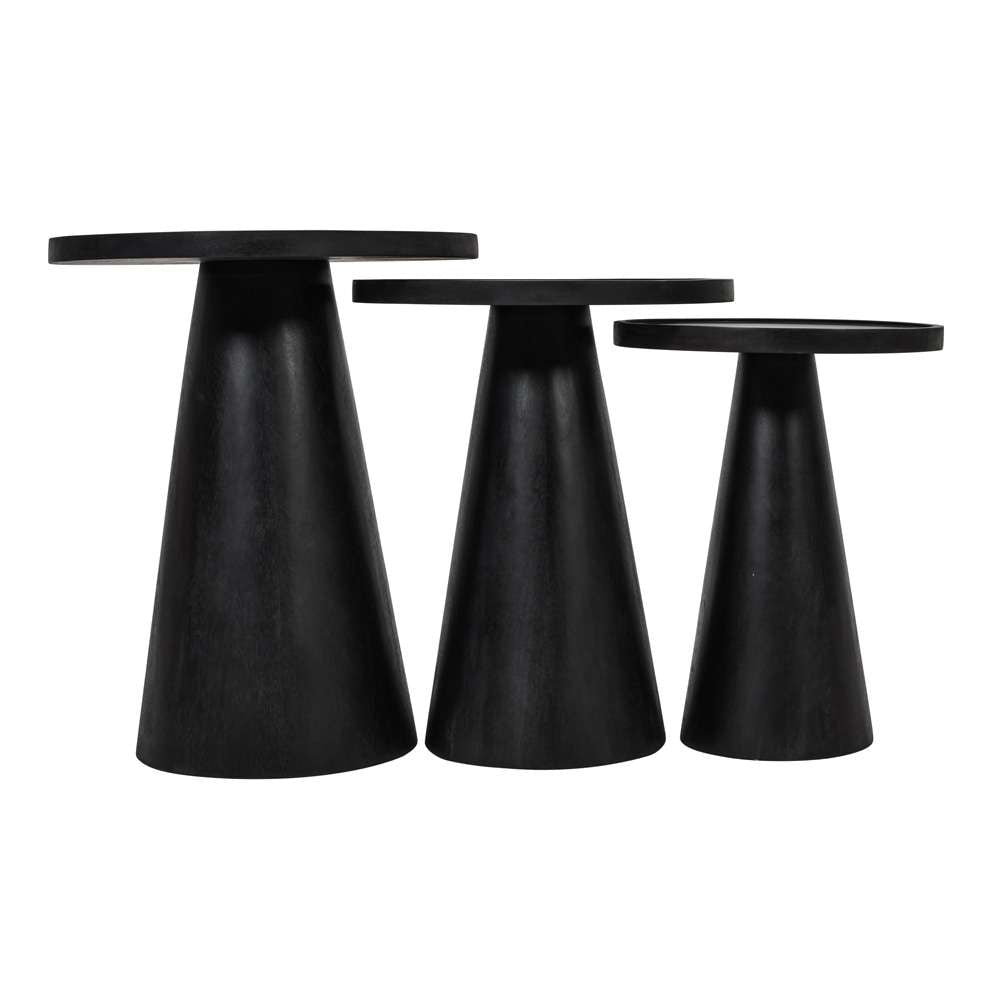 Jofran - Knox Mid-Century Modern Solid Hardwood Round Accent Tables (Set of 3) - 2330-KNOXBLK veiw 5