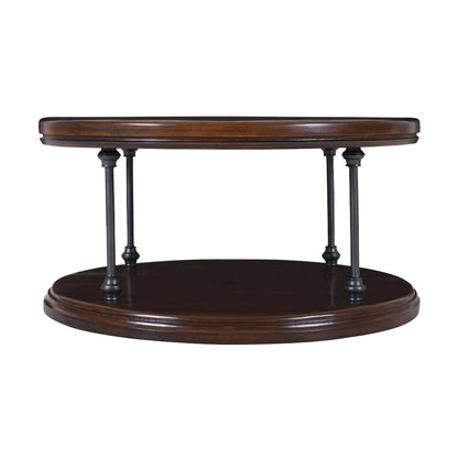 Jofran - Larson Modern Industrial 36in Round Solid Wood Coffee Table with Shelf, Distressed Brown - 2222-2 view 8