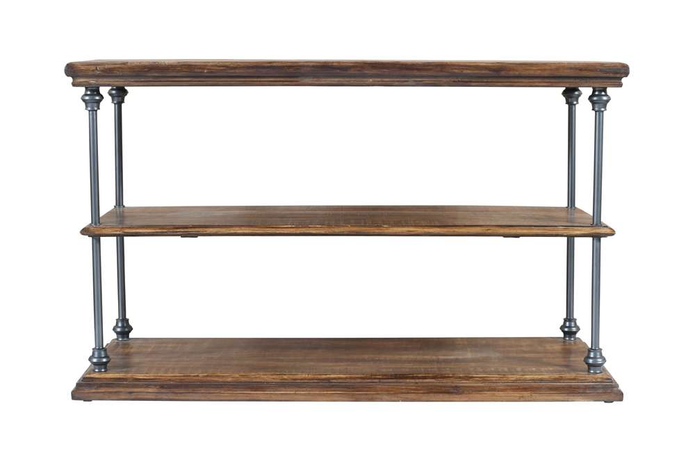 Jofran - Larson Modern Industrial 48in Solid Wood Sofa Table with Storage, Distressed Brown - 2222-4 veiw 1