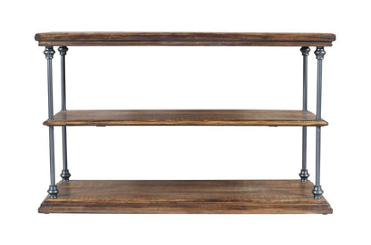 Jofran - Larson Modern Industrial 48in Solid Wood Sofa Table with Storage, Distressed Brown - 2222-4 veiw 1