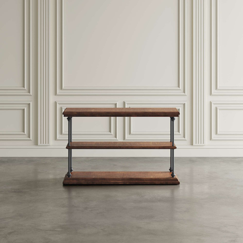 Jofran - Larson Modern Industrial 48in Solid Wood Sofa Table with Storage, Distressed Brown - 2222-4 view 3