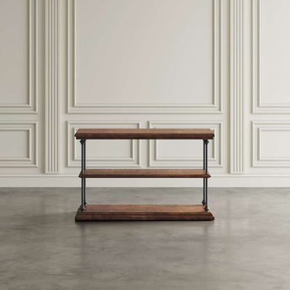 Jofran - Larson Modern Industrial 48in Solid Wood Sofa Table with Storage, Distressed Brown - 2222-4 view 3