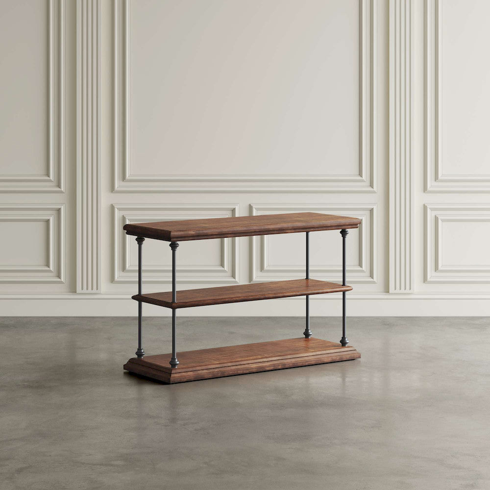 Jofran - Larson Modern Industrial 48in Solid Wood Sofa Table with Storage, Distressed Brown - 2222-4 view 4