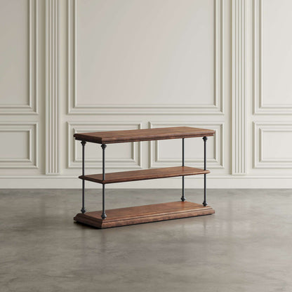 Jofran - Larson Modern Industrial 48in Solid Wood Sofa Table with Storage, Distressed Brown - 2222-4 view 4