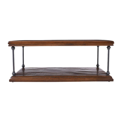Jofran - Larson Modern Industrial 50in Solid Wood Coffee Table with Storage, Distressed Brown - 2222-1 view 1