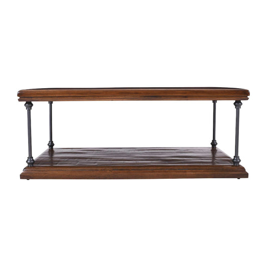 Jofran - Larson Modern Industrial 50in Solid Wood Coffee Table with Storage, Distressed Brown - 2222-1 view 1