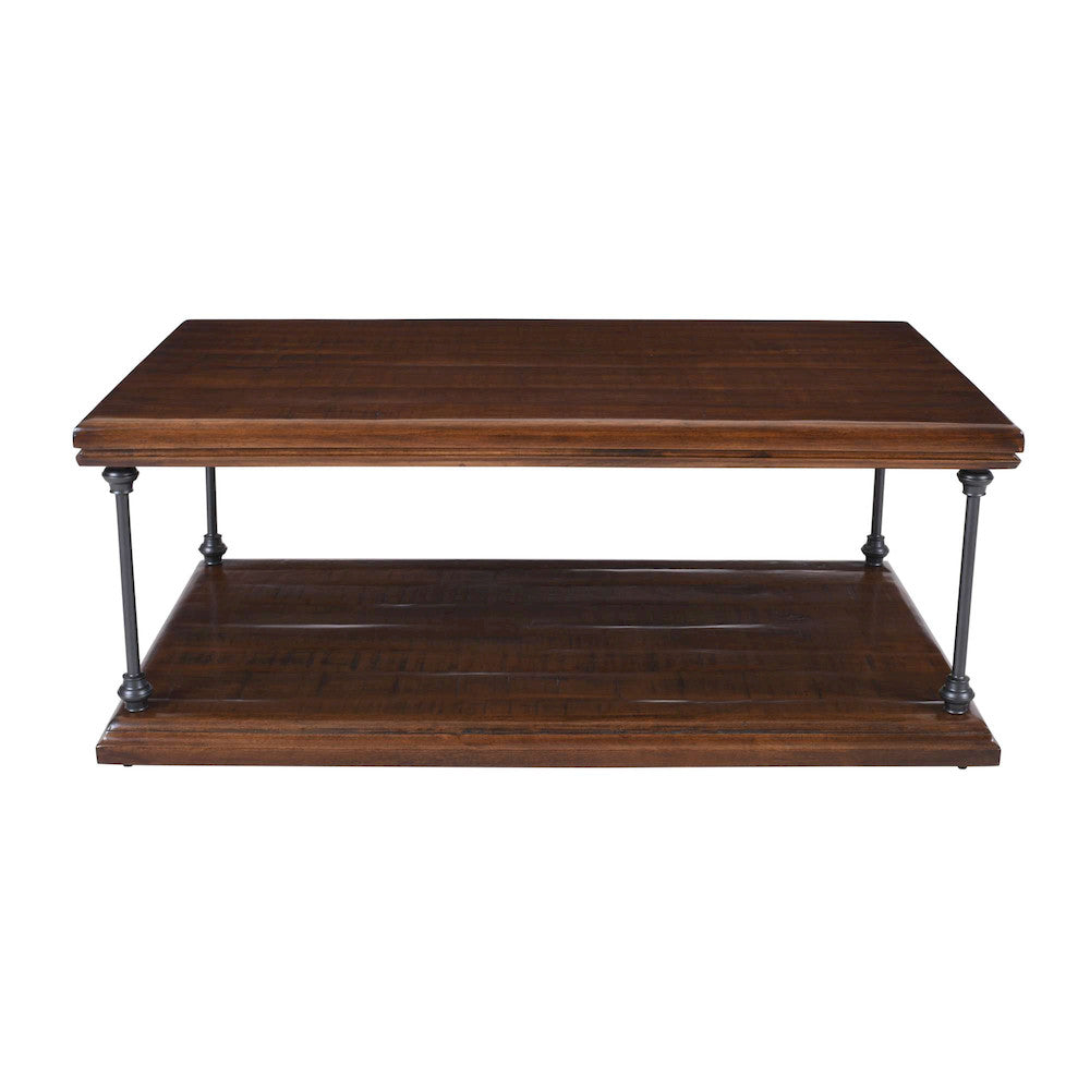 Jofran - Larson Modern Industrial 50in Solid Wood Coffee Table with Storage, Distressed Brown - 2222-1 view 3