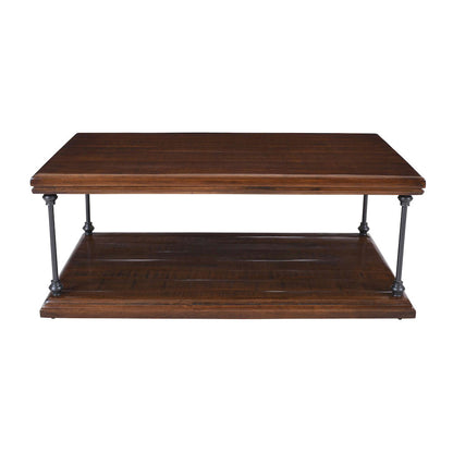 Jofran - Larson Modern Industrial 50in Solid Wood Coffee Table with Storage, Distressed Brown - 2222-1 view 3