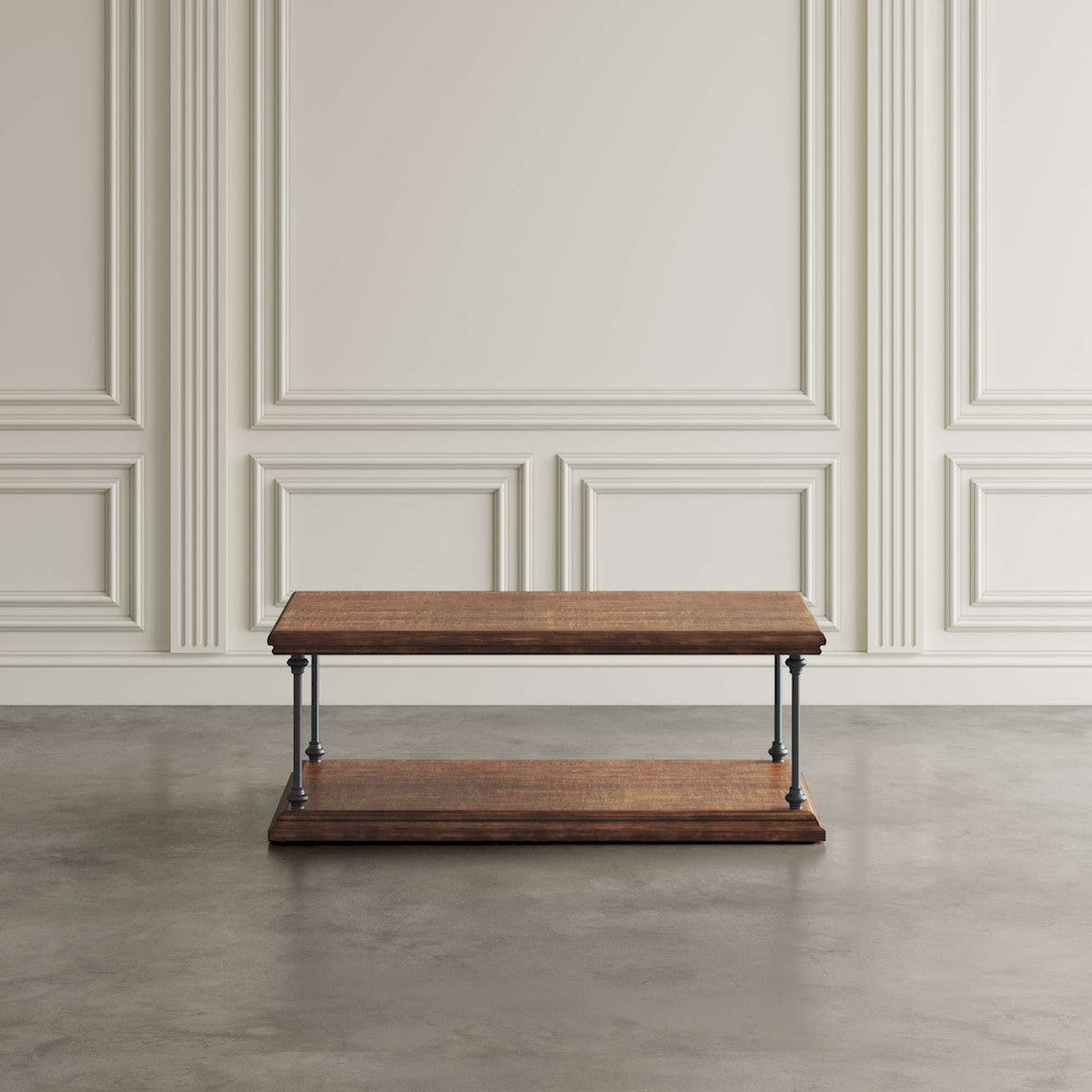 Jofran - Larson Modern Industrial 50in Solid Wood Coffee Table with Storage, Distressed Brown - 2222-1 view 4