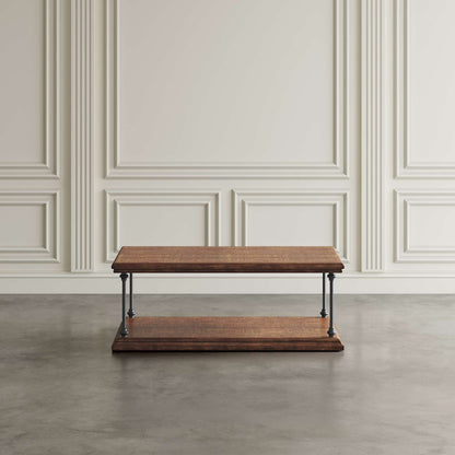 Jofran - Larson Modern Industrial 50in Solid Wood Coffee Table with Storage, Distressed Brown - 2222-1 view 4