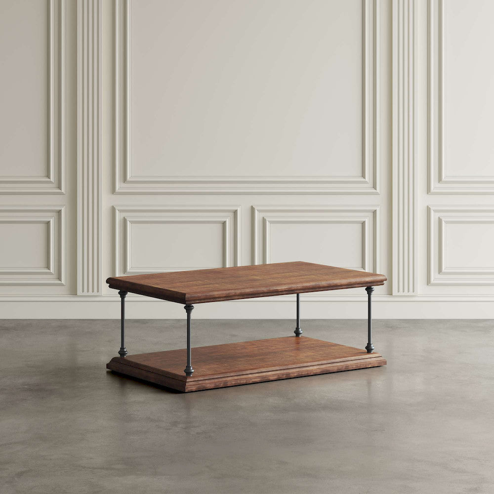 Jofran - Larson Modern Industrial 50in Solid Wood Coffee Table with Storage, Distressed Brown - 2222-1 view 5