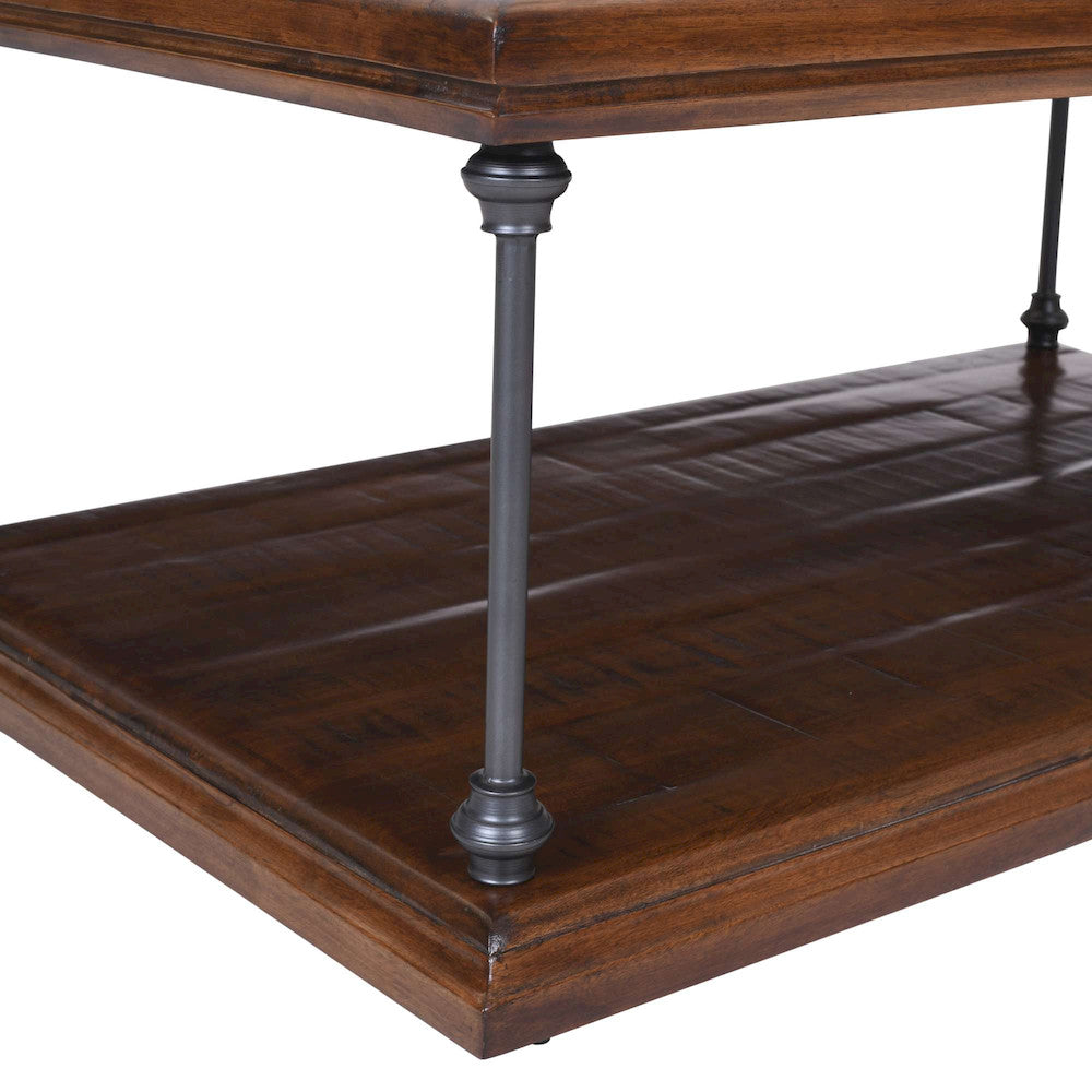 Jofran - Larson Modern Industrial 50in Solid Wood Coffee Table with Storage, Distressed Brown - 2222-1 view 7