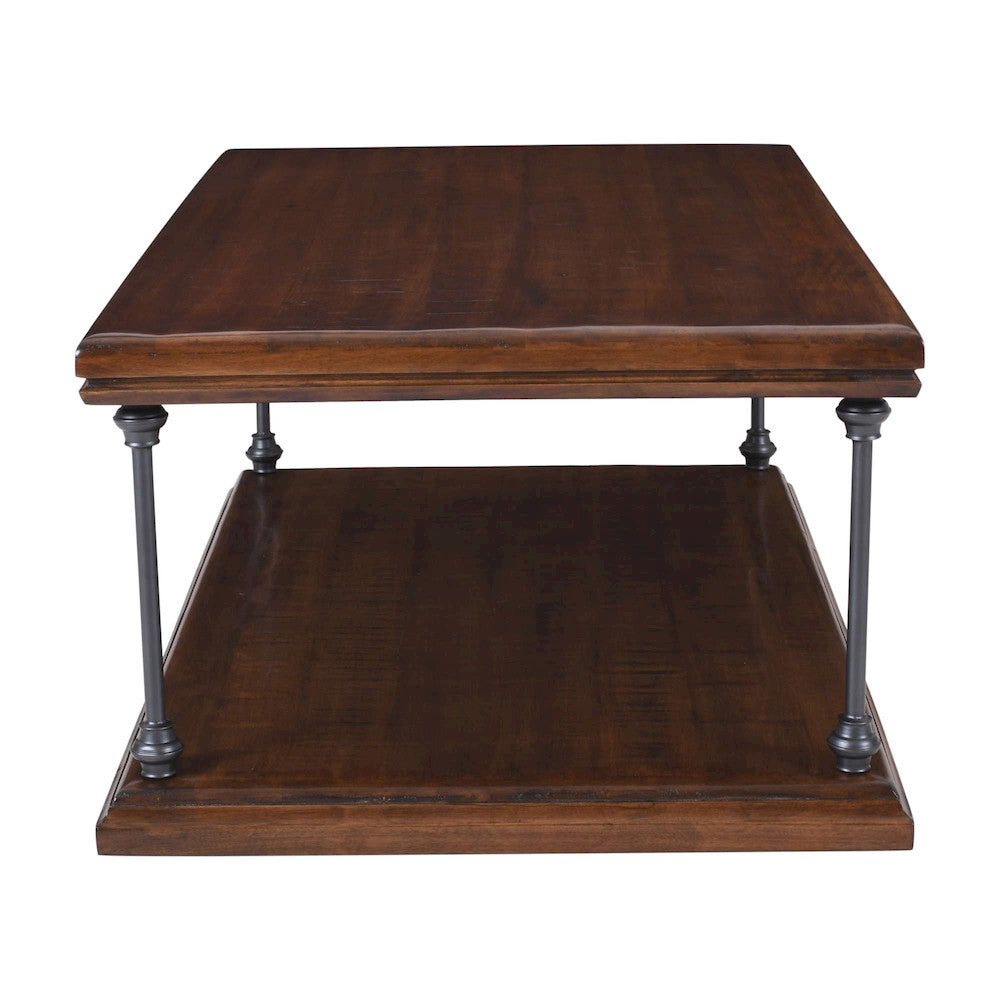 Jofran - Larson Modern Industrial 50in Solid Wood Coffee Table with Storage, Distressed Brown - 2222-1 view 8