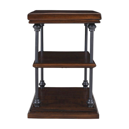 Jofran - Larson Modern Industrial Solid Wood Chairside End Table with Storage, Distressed Brown - 2222-7 view 1