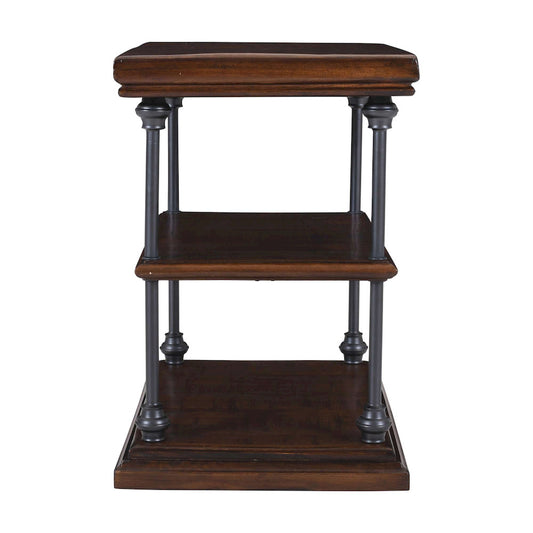 Jofran - Larson Modern Industrial Solid Wood Chairside End Table with Storage, Distressed Brown - 2222-7 view 1