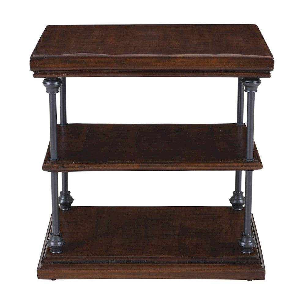 Jofran - Larson Modern Industrial Solid Wood Chairside End Table with Storage, Distressed Brown - 2222-7 view 3