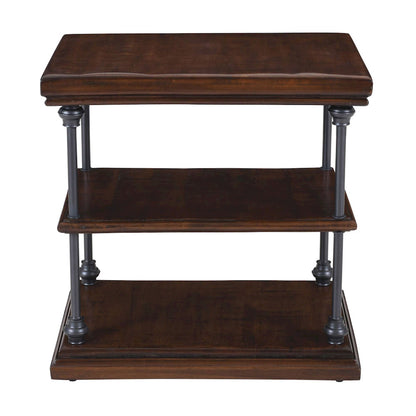 Jofran - Larson Modern Industrial Solid Wood Chairside End Table with Storage, Distressed Brown - 2222-7 view 3