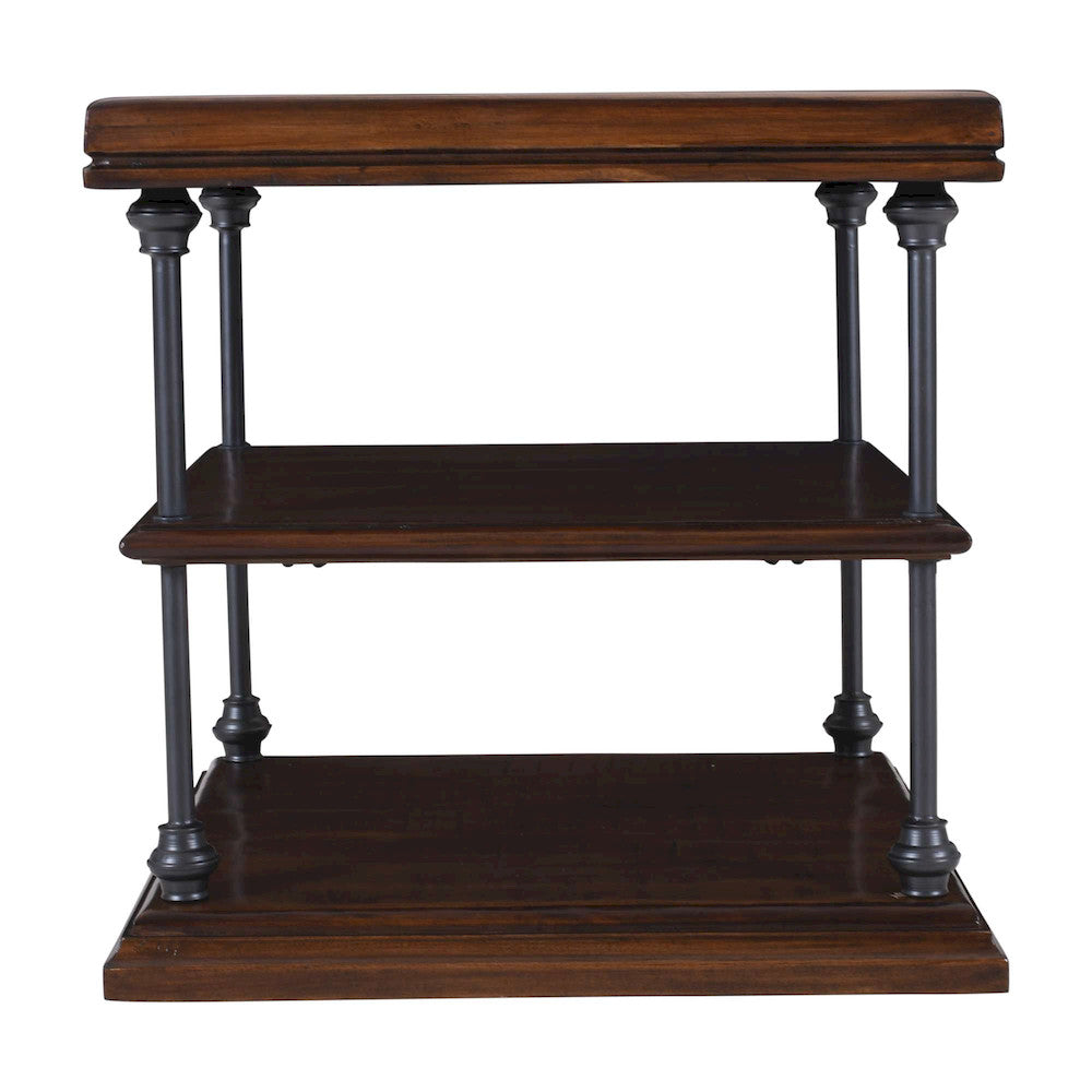 Jofran - Larson Modern Industrial Square Solid Wood End Table with Storage Shelves, Distressed Brown - 2222-3 view 1
