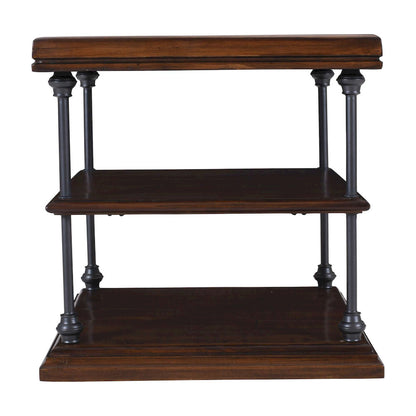 Jofran - Larson Modern Industrial Square Solid Wood End Table with Storage Shelves, Distressed Brown - 2222-3 view 1