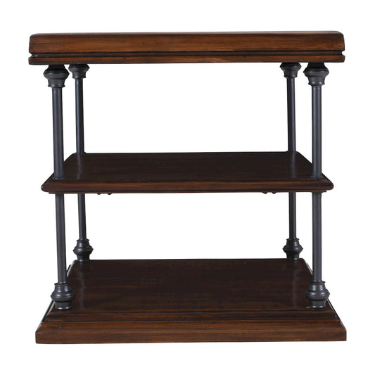 Jofran - Larson Modern Industrial Square Solid Wood End Table with Storage Shelves, Distressed Brown - 2222-3 view 1