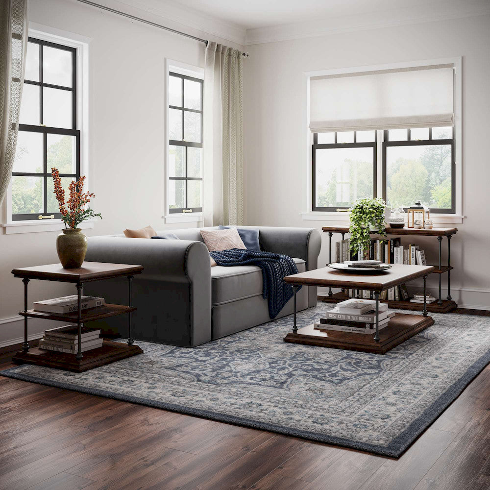 Jofran - Larson Modern Industrial Square Solid Wood End Table with Storage Shelves, Distressed Brown - 2222-3 view 6