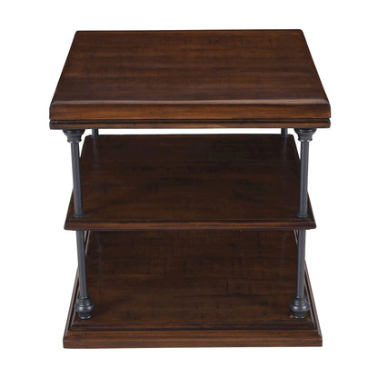 Jofran - Larson Modern Industrial Square Solid Wood End Table with Storage Shelves, Distressed Brown - 2222-3 view 8