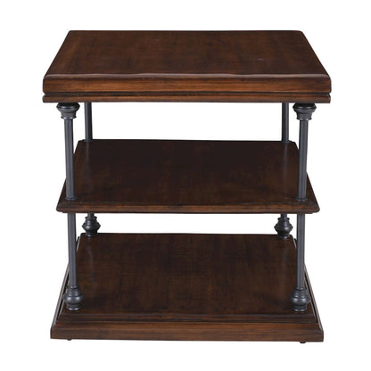 Jofran - Larson Modern Industrial Square Solid Wood End Table with Storage Shelves, Distressed Brown - 2222-3 view 9