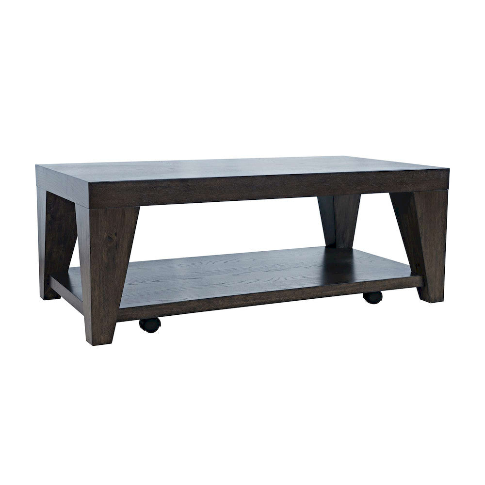 Jofran - Laurel Creek Modern Contemporary 50in Coffee Table with Storage Shelf and Hidden Casters in Espresso - 2450-1 view 2