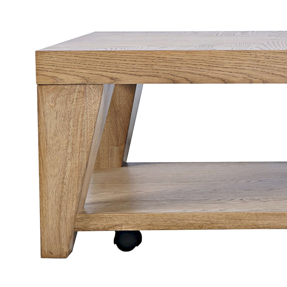 Jofran - Laurel Creek Modern Contemporary 50in Coffee Table with Storage Shelf and Hidden Casters in Natural - 2460-1 view 7