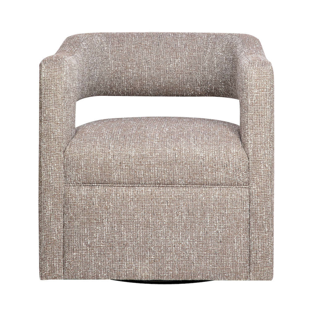 Jofran - Lexy Modern Sculpted Curved Upholstered Swivel Accent Chair, Chocolate - LEXY-SW-CHOCO view 1