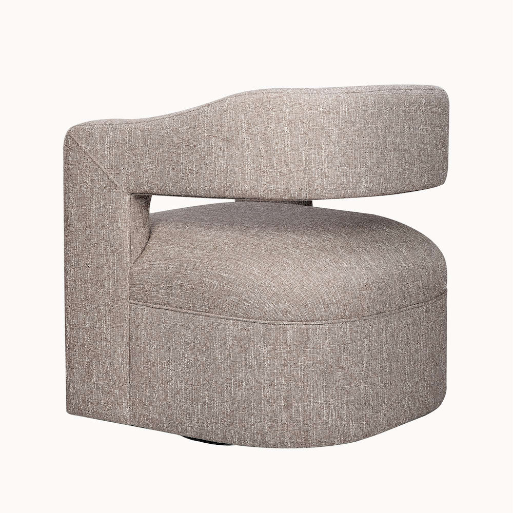 Jofran - Lexy Modern Sculpted Curved Upholstered Swivel Accent Chair, Chocolate - LEXY-SW-CHOCO view 3