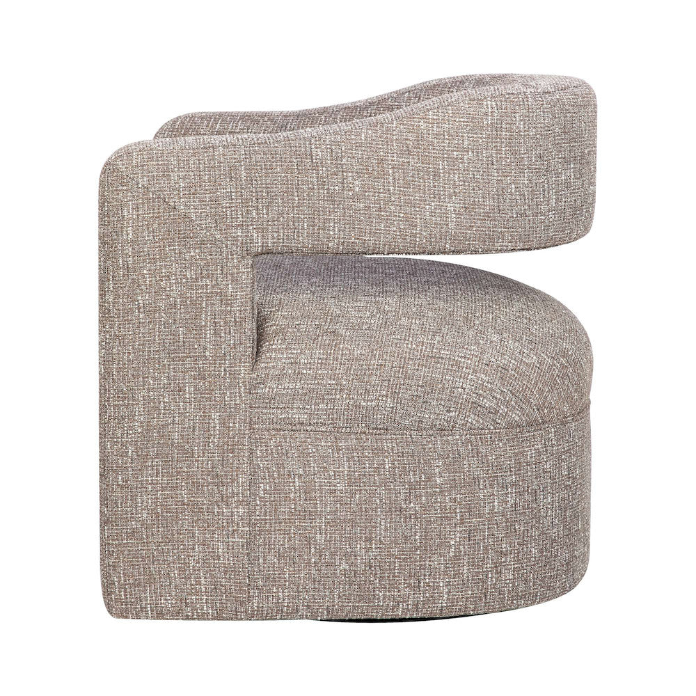 Jofran - Lexy Modern Sculpted Curved Upholstered Swivel Accent Chair, Chocolate - LEXY-SW-CHOCO view 7