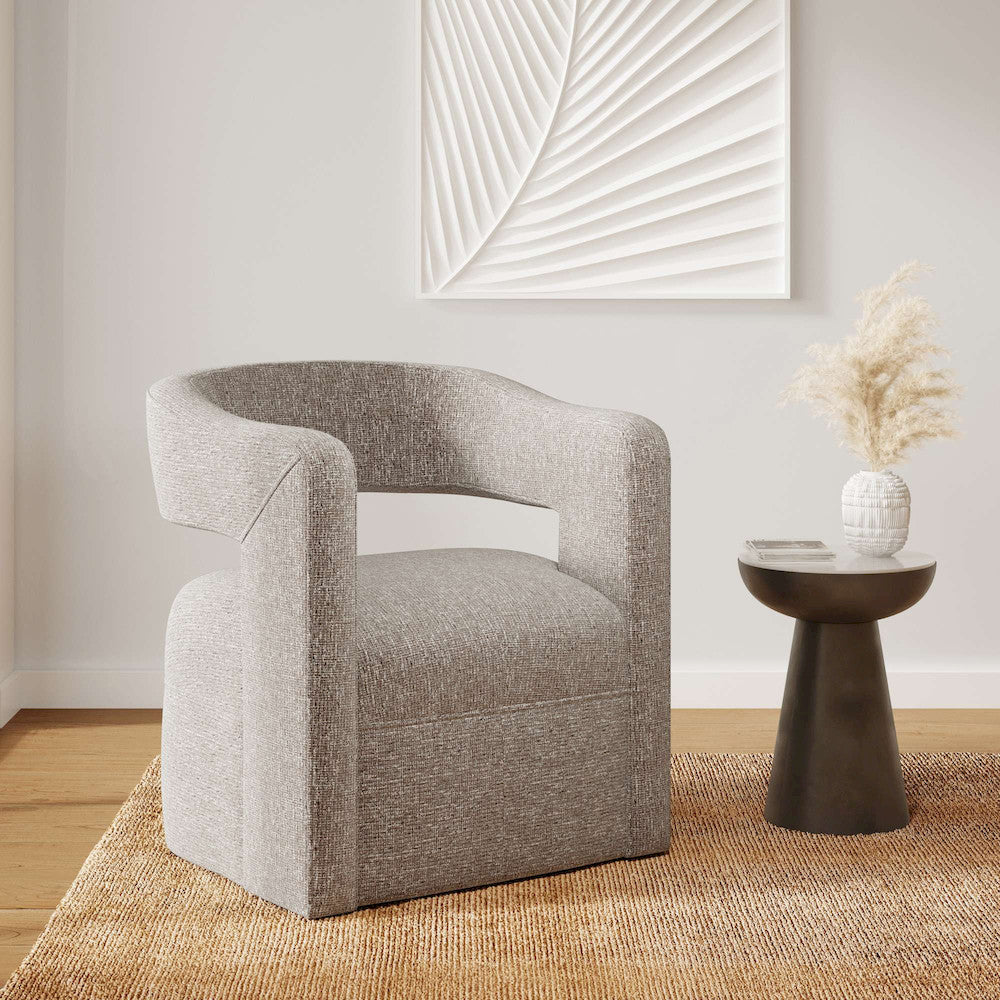 Jofran - Lexy Modern Sculpted Curved Upholstered Swivel Accent Chair, Chocolate - LEXY-SW-CHOCO view 8