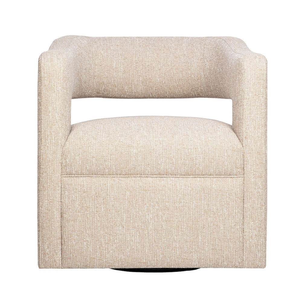 Jofran - Lexy Modern Sculpted Curved Upholstered Swivel Accent Chair, Natural - LEXY-SW-NATURAL view 1