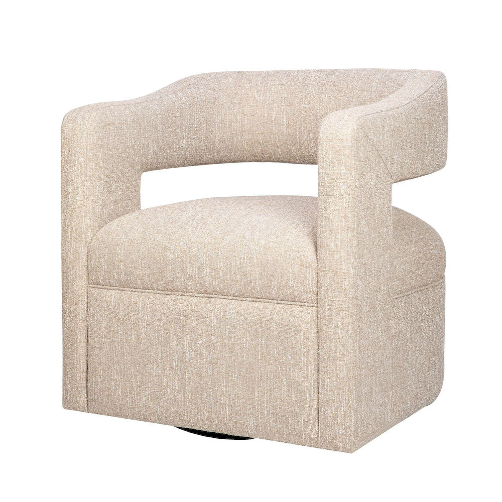 Jofran - Lexy Modern Sculpted Curved Upholstered Swivel Accent Chair, Natural - LEXY-SW-NATURAL view 2