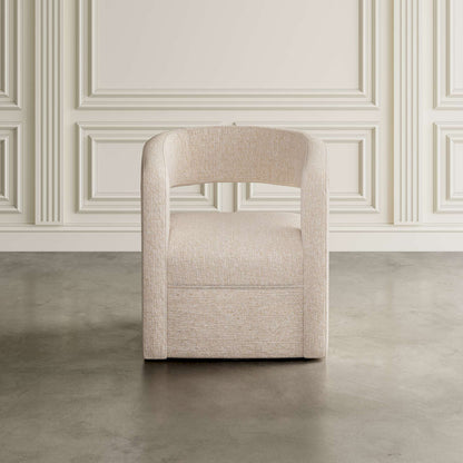 Jofran - Lexy Modern Sculpted Curved Upholstered Swivel Accent Chair, Natural - LEXY-SW-NATURAL view 4