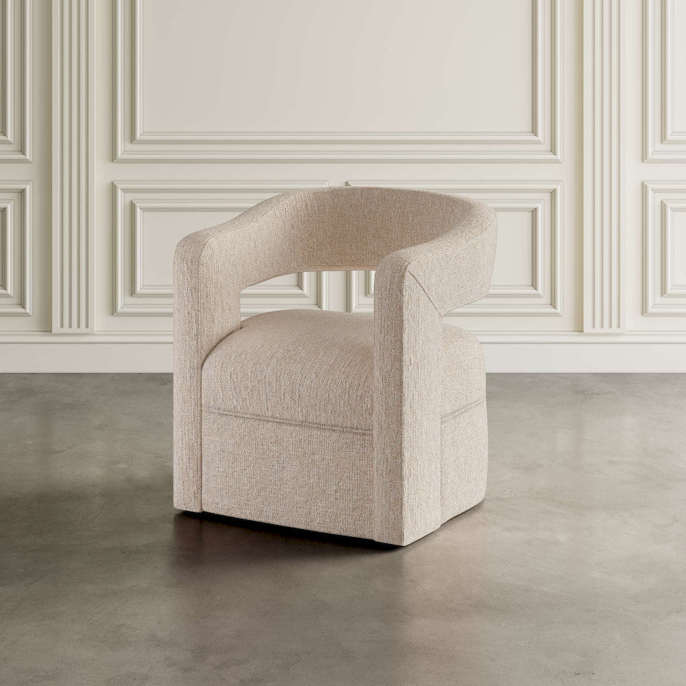 Jofran - Lexy Modern Sculpted Curved Upholstered Swivel Accent Chair, Natural - LEXY-SW-NATURAL view 5