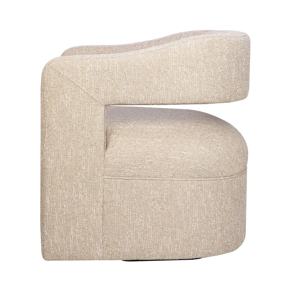 Jofran - Lexy Modern Sculpted Curved Upholstered Swivel Accent Chair, Natural - LEXY-SW-NATURAL view 7