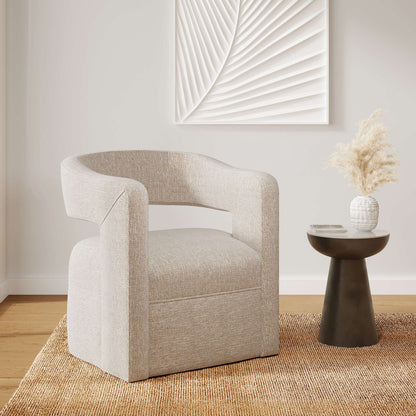 Jofran - Lexy Modern Sculpted Curved Upholstered Swivel Accent Chair, Natural - LEXY-SW-NATURAL view 8