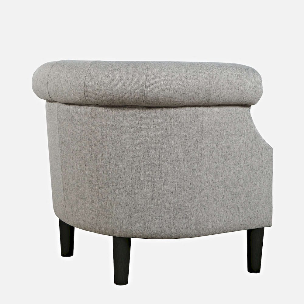 Jofran - Lily Transitional Contemporary Upholstered Barrel Curved Back Accent Chair with Nailhead Trim, Ash - LILY-CH-ASH view 4