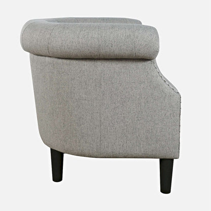 Jofran - Lily Transitional Contemporary Upholstered Barrel Curved Back Accent Chair with Nailhead Trim, Ash - LILY-CH-ASH view 8