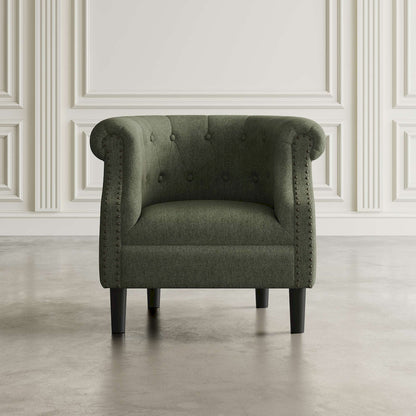 Jofran - Lily Transitional Contemporary Upholstered Barrel Curved Back Accent Chair with Nailhead Trim, Sage - LILY-CH-SAGE view 4